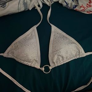 Badazzled bikini top (white and silver)